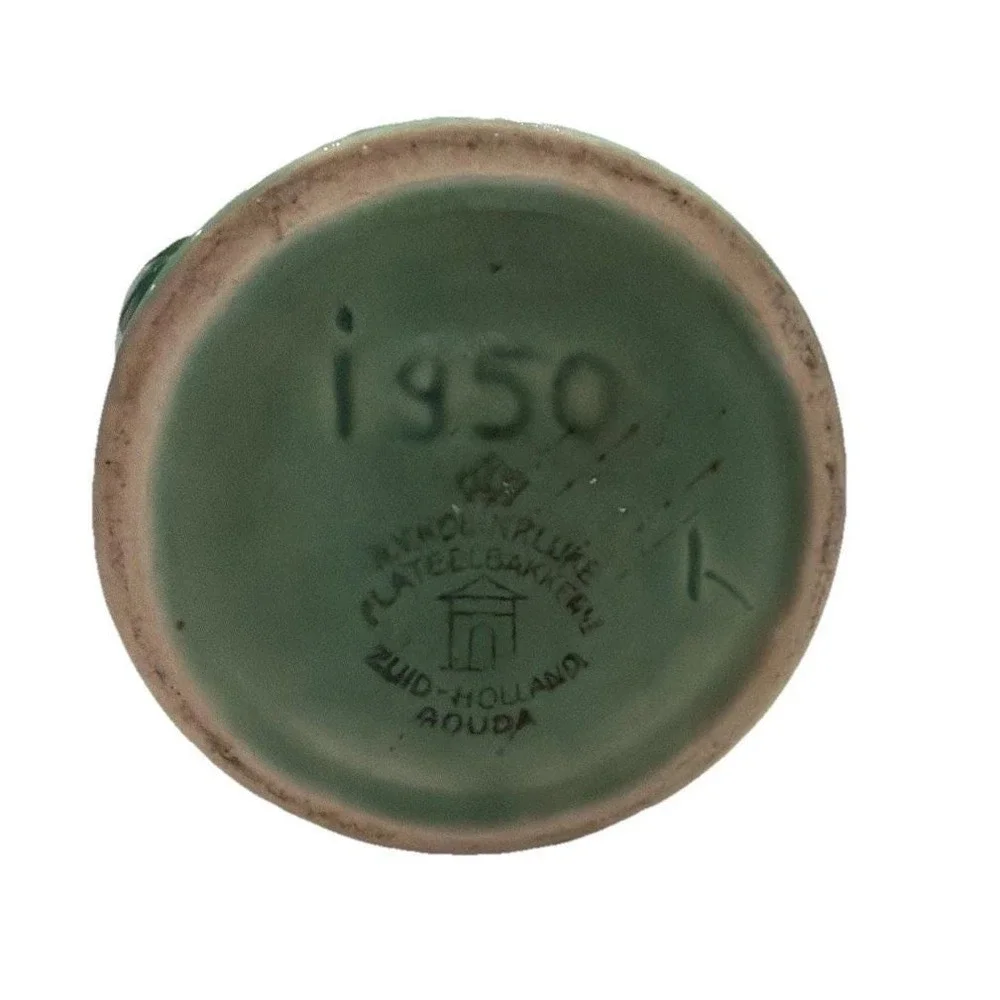 Gouda Hulstkamp‎ Green Pottery MoonFlask Decanter Bottle 1775 7.1/4